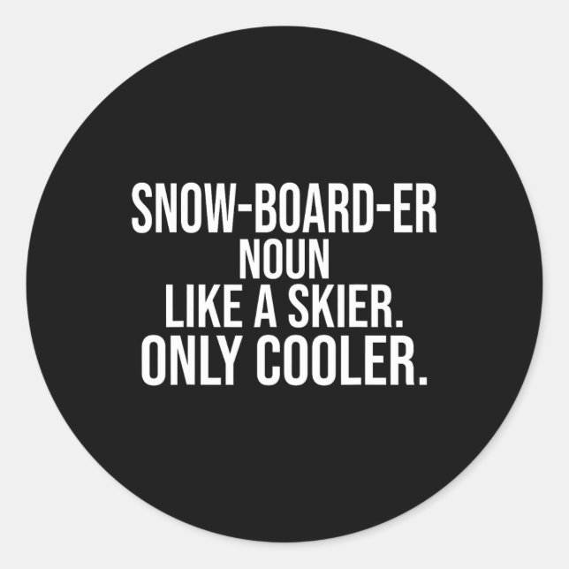 Snowboarder Definition Dictionary Funny Snowboard Runder Aufkleber (Vorderseite)