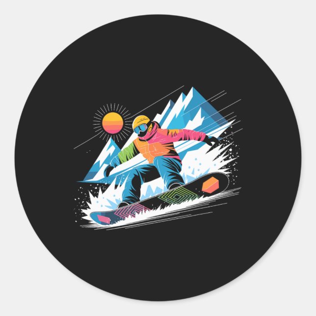 Snowboarder Entdecken Sie die Pisten Snowboarden L Runder Aufkleber (Vorderseite)