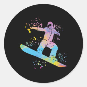 Snowboarder farbenfrohe Snowboard Snowboarden 4 Runder Aufkleber