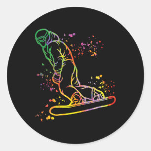 Snowboarder Farbenfrohe Snowboard Snowboarden 8 Runder Aufkleber