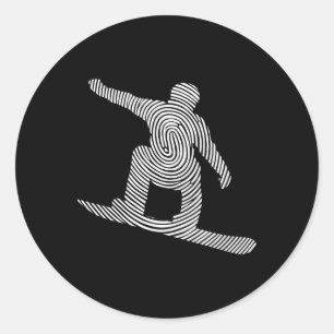 Snowboarder Fingerprint Men's Snowboard Runder Aufkleber