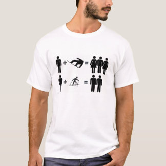 Snowboarder gegen Skier-Weiß-T - Shirt