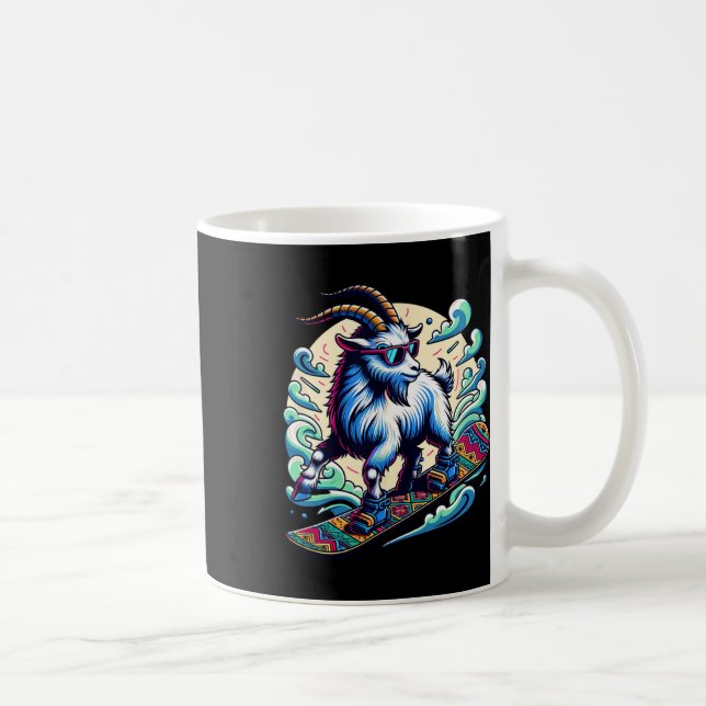 Snowboarder Goat Adventure in Snowy Mountains Kaffeetasse (Rechts)