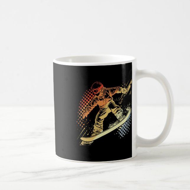 Snowboarder Grafik Retro Style Alpenversand Kaffeetasse (Rechts)