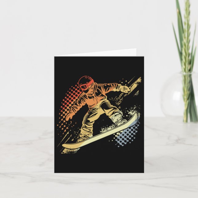 Snowboarder Grafik Retro Style Alpenversand Karte (Vorderseite)