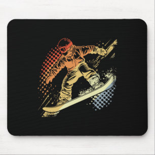 Snowboarder Grafik Retro Style Alpenversand Mousepad