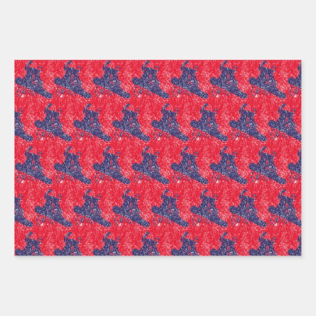 Snowboarder Hoch auf einer Piste Geschenkpapier Set (Vorderseite)