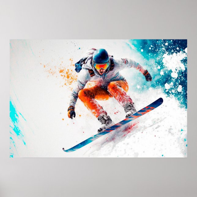 Snowboarder Illustration Poster (Vorne)