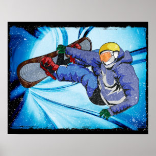 Snowboarder im nervösen Schneesturm Poster