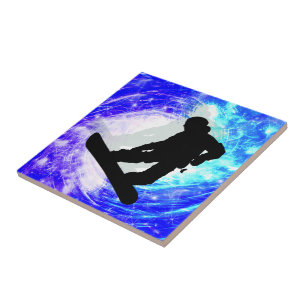 Snowboarder im Whiteout Fliese