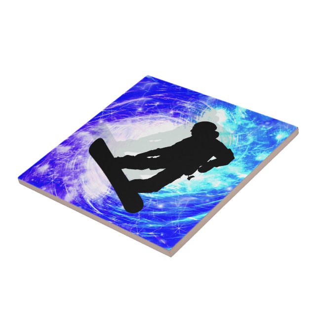 Snowboarder im Whiteout Fliese (Seite)