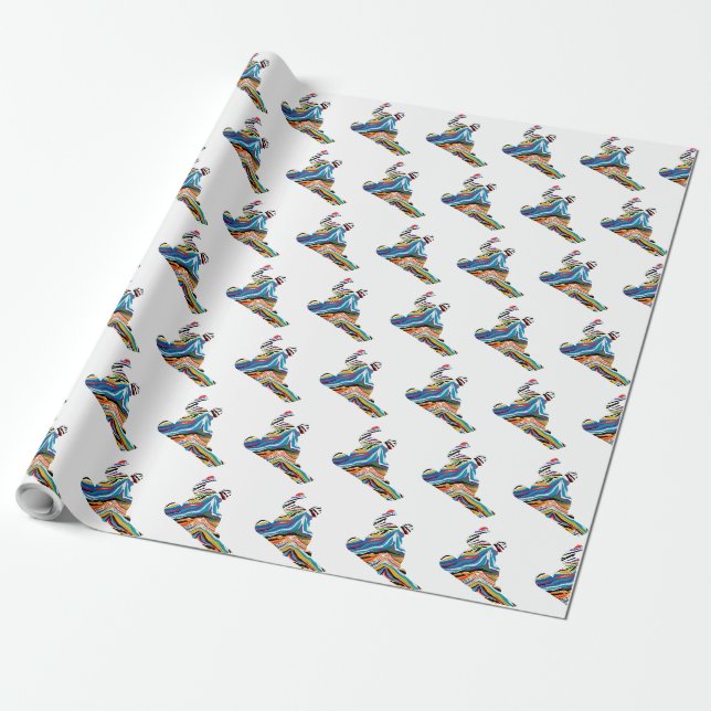 Snowboarder in einer Psychedelic Zebra Print Geschenkpapier (Ungerollt)
