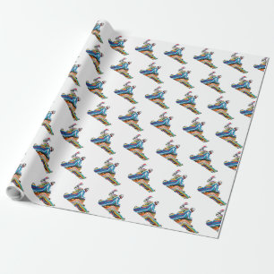 Snowboarder in einer psychedelischen Zebra-Printwe Geschenkpapier