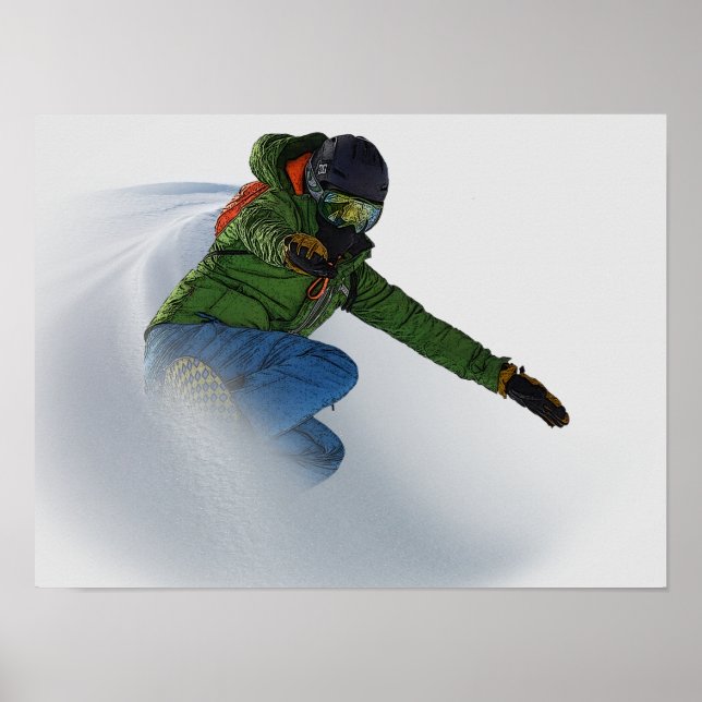 Snowboarder in Pulver Poster (Vorne)