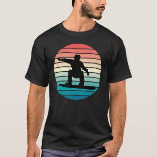 SNOWBOARDER in Retro Vintage Sonnenuntergangsfarbe T-Shirt
