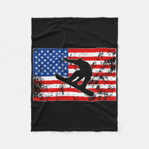 Snowboarder Jumping US-amerikanische Flagge Snowbo Fleecedecke