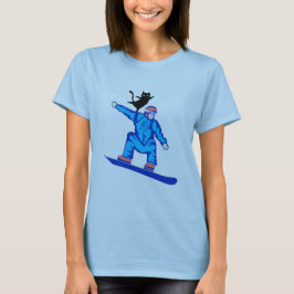 Snowboarder mit Cat Balancing Act T-Shirt
