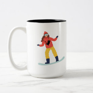 Snowboarder mit einer Katzenjacke Zweifarbige Tasse