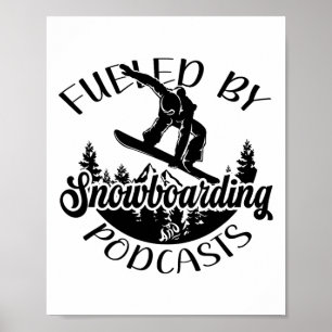 Snowboarder mit Snowboarden und Podca Poster