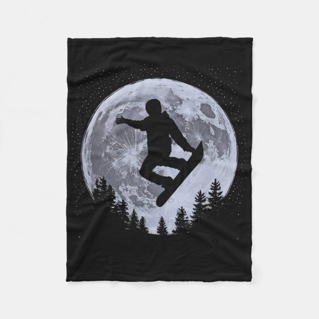 Snowboarder Moon Snowboarden Freestyle Pro Snowbo Fleecedecke (Vorderseite)
