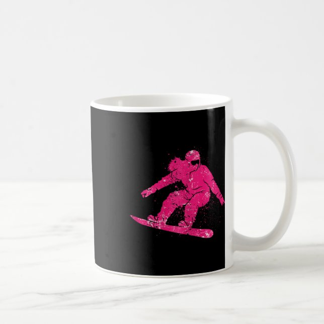 Snowboarder Mountain Skipiste Retro Snowboarden Kaffeetasse (Rechts)