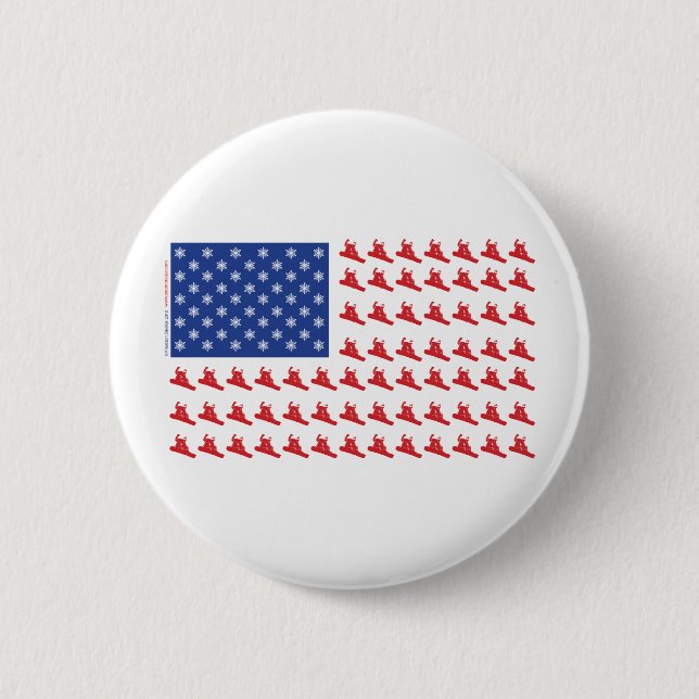 Snowboarder-Patriotisch-Flagge Button (Vorderseite)
