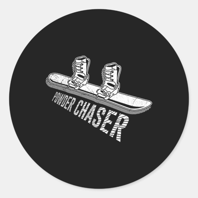 Snowboarder Powder Chaser Funny Snowboarder Kind Runder Aufkleber (Vorderseite)