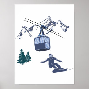 Snowboarder Power zum People Ski Resort Poster