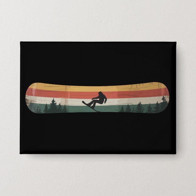 Snowboarder Retro-Wintersport-Geschenk Button (Vorderseite)