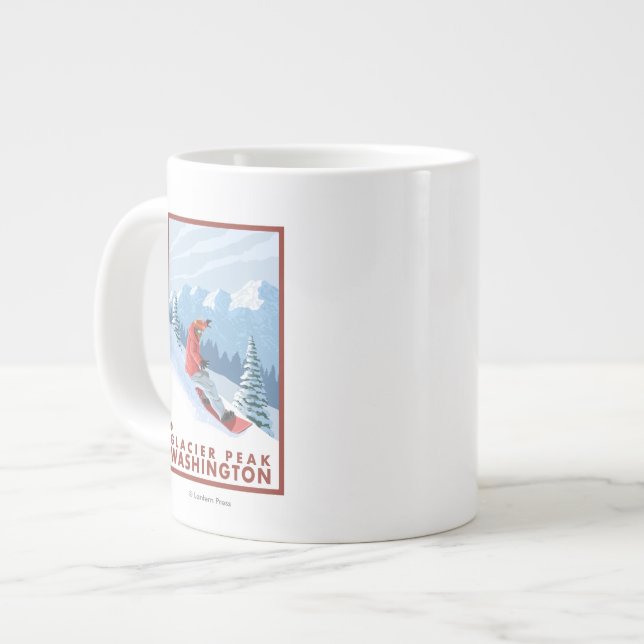 Snowboarder Scene - Glacier Peak, Washington Jumbo-Tasse (Vorderseite Links)