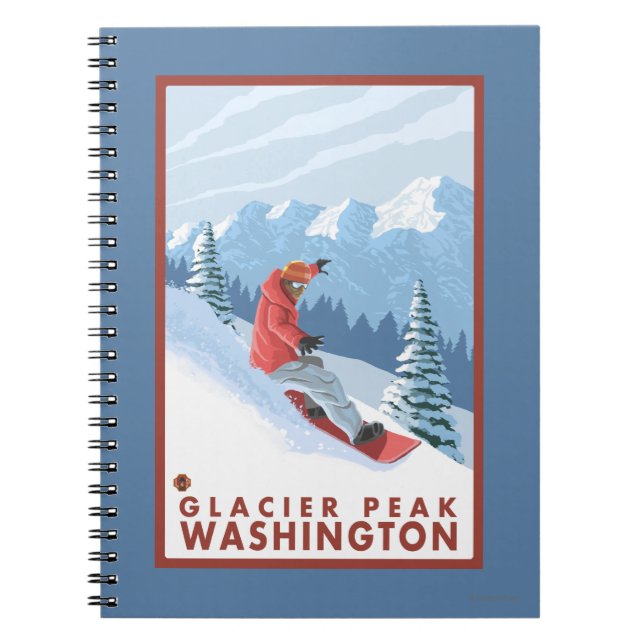 Snowboarder Scene - Glacier Peak, Washington Notizblock (Vorderseite)