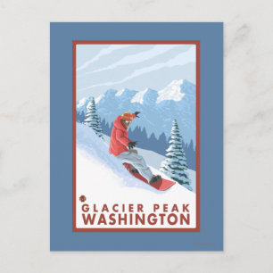Snowboarder Scene - Glacier Peak, Washington Postkarte