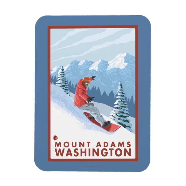 Snowboarder Scene - Mount Adams, Washington Magnet (Vertikal)