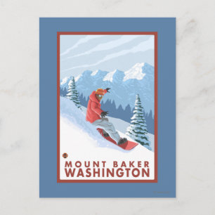 Snowboarder Scene - Mount Baker, Washington Postkarte