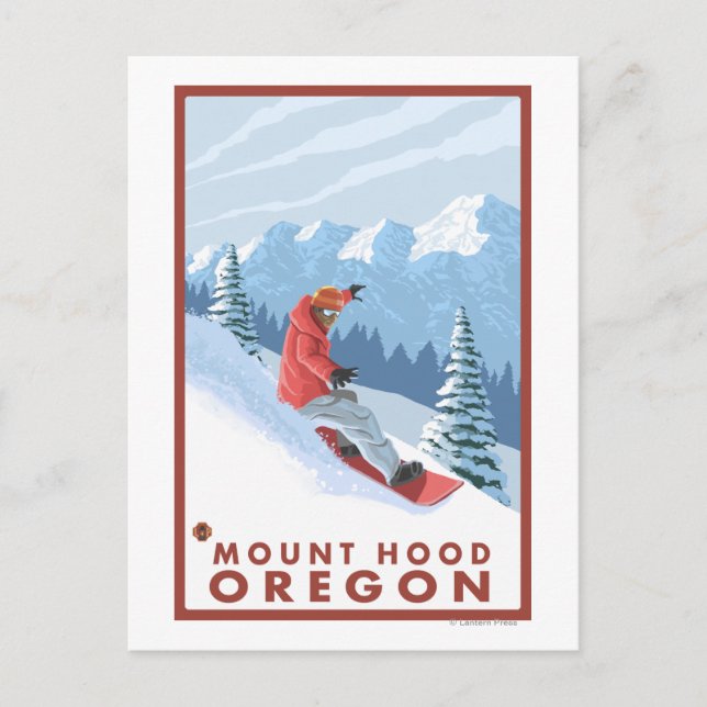 Snowboarder Scene - Mount Hood, Oregon Postkarte (Vorderseite)