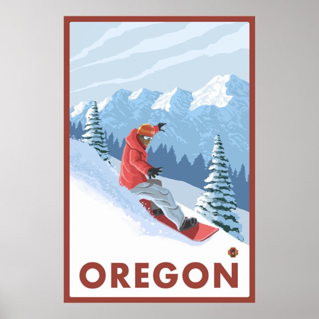 Snowboarder Scene - Oregon Poster (Vorne)