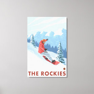 Snowboarder Scene - The Rockies Leinwanddruck