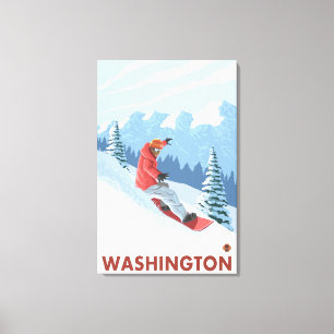 Snowboarder Scene - Washington Leinwanddruck