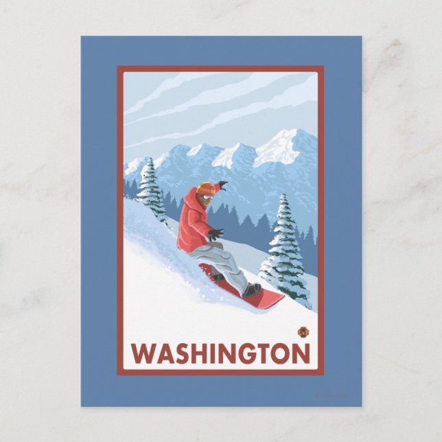 Snowboarder Scene - Washington Postkarte (Vorderseite)