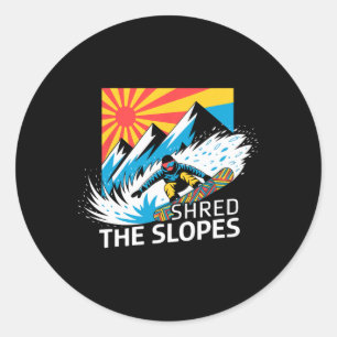 Snowboarder Shred die Pisten Snowboarden Enthusia Runder Aufkleber