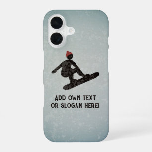 Snowboarder-Silhouette im Grunge-Look iPhone 16 Hülle