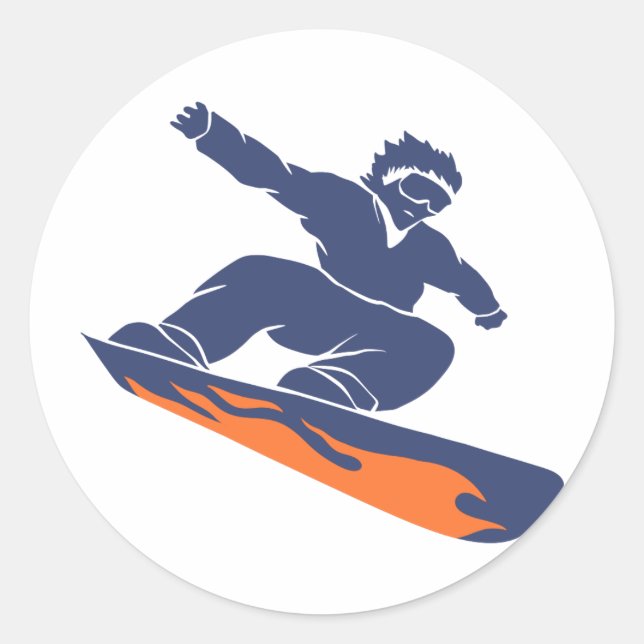 Snowboarder-Silhouette - Wählen Sie die Hintergrun Runder Aufkleber (Vorderseite)
