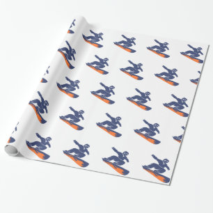 Snowboarder-Silhouette - Wählen Sie Hintergrundfa Geschenkpapier