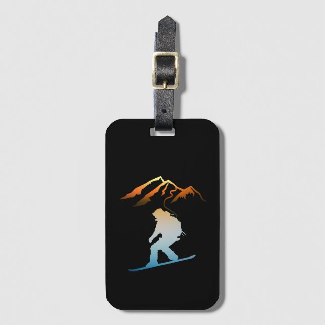 Snowboarder, Ski, Snowboard Gepäckanhänger (Vorderseite Vertikal)