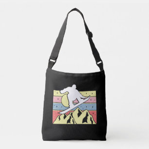 Snowboarder Snowboarden Snowboard Retro Tragetaschen Mit Langen Trägern