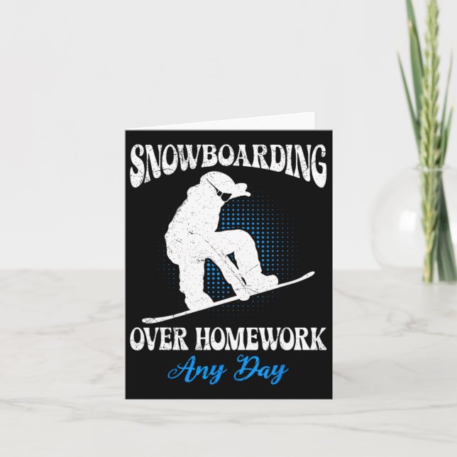 Snowboarder Snowboarden über die Hausaufgaben Jede Karte (Vorderseite)