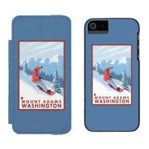 Snowboarder-Szene - Berg Adams, Washington Incipio Watson™ iPhone 5 Geldbörsen Hülle