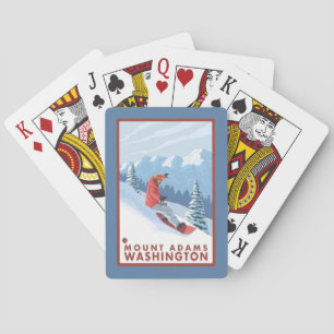 Snowboarder-Szene - Berg Adams, Washington Spielkarten
