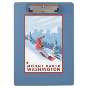 Snowboarder-Szene - Berg-Bäcker, Washington Klemmbrett