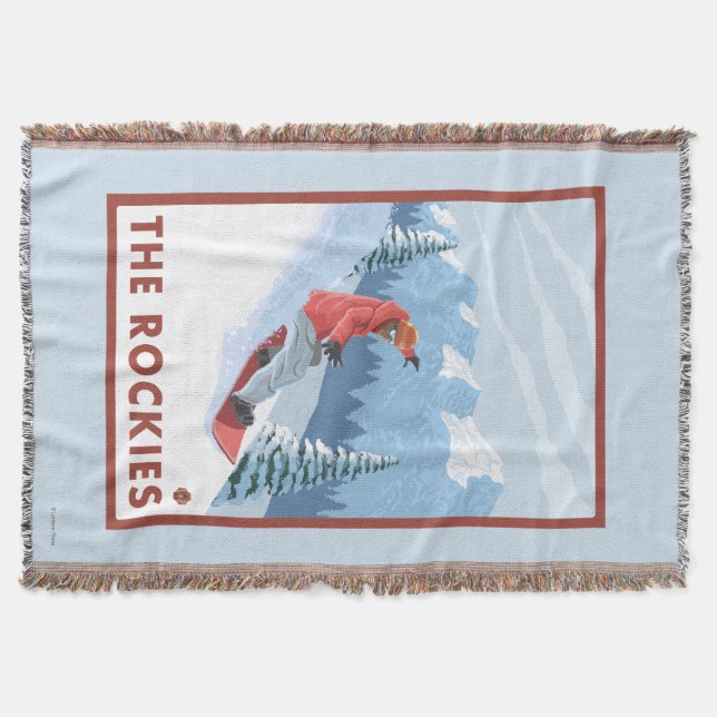 Snowboarder-Szene - die Rockies Decke (Vorderseite)
